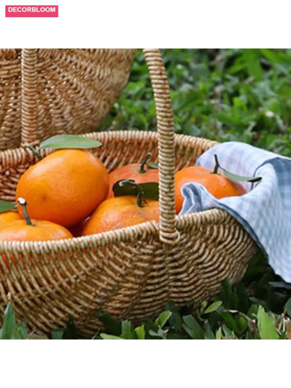 Picnic Basket Plastic Rattan Folding Harvest Shopping Outdoor